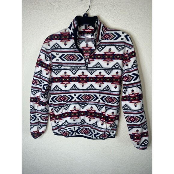 Western fleece sweater Aztec Tribal girls kid XS (1) 3/4 Zip country ranch farm - Picture 1 of 8